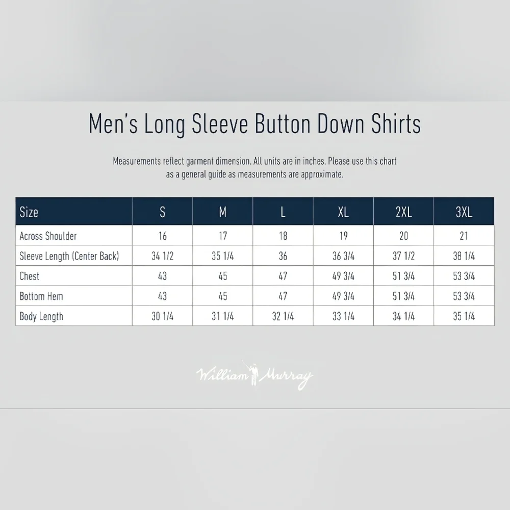 ⛳ William Murray Performance Golf Long Sleeve Button Down Shirt X-large